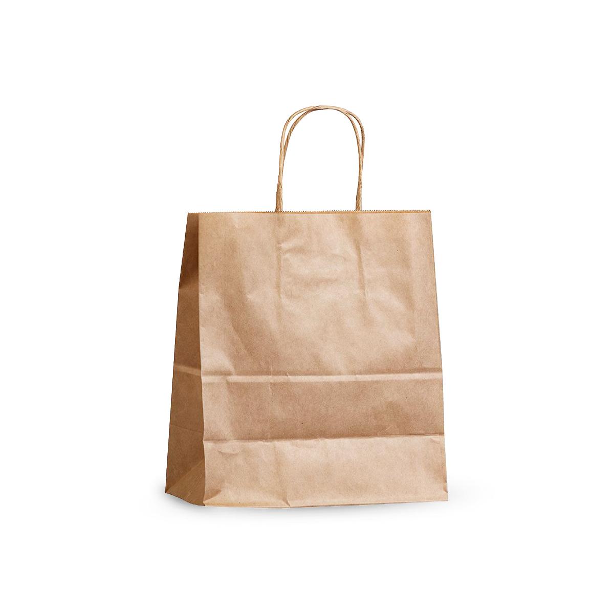 Крафт-пакет с кручеными ручками 240×140×280мм 70г/м² крафт Recycling (50/250)