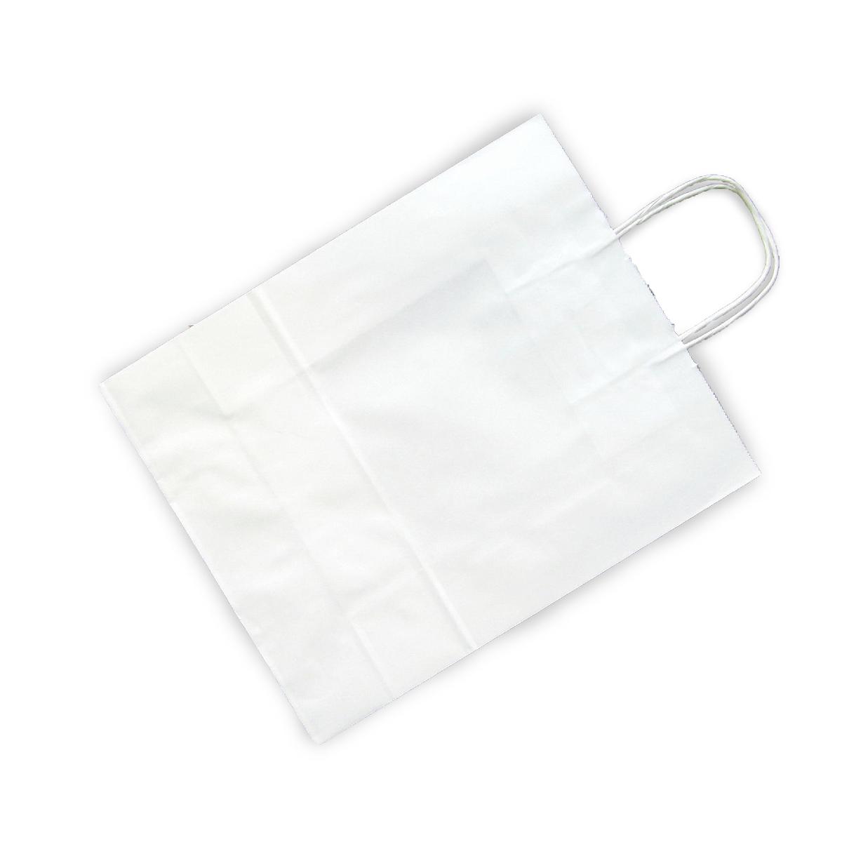 Пакет бумажный с плоскими ручками 260×150×350мм белый 80г/м² (50/200)