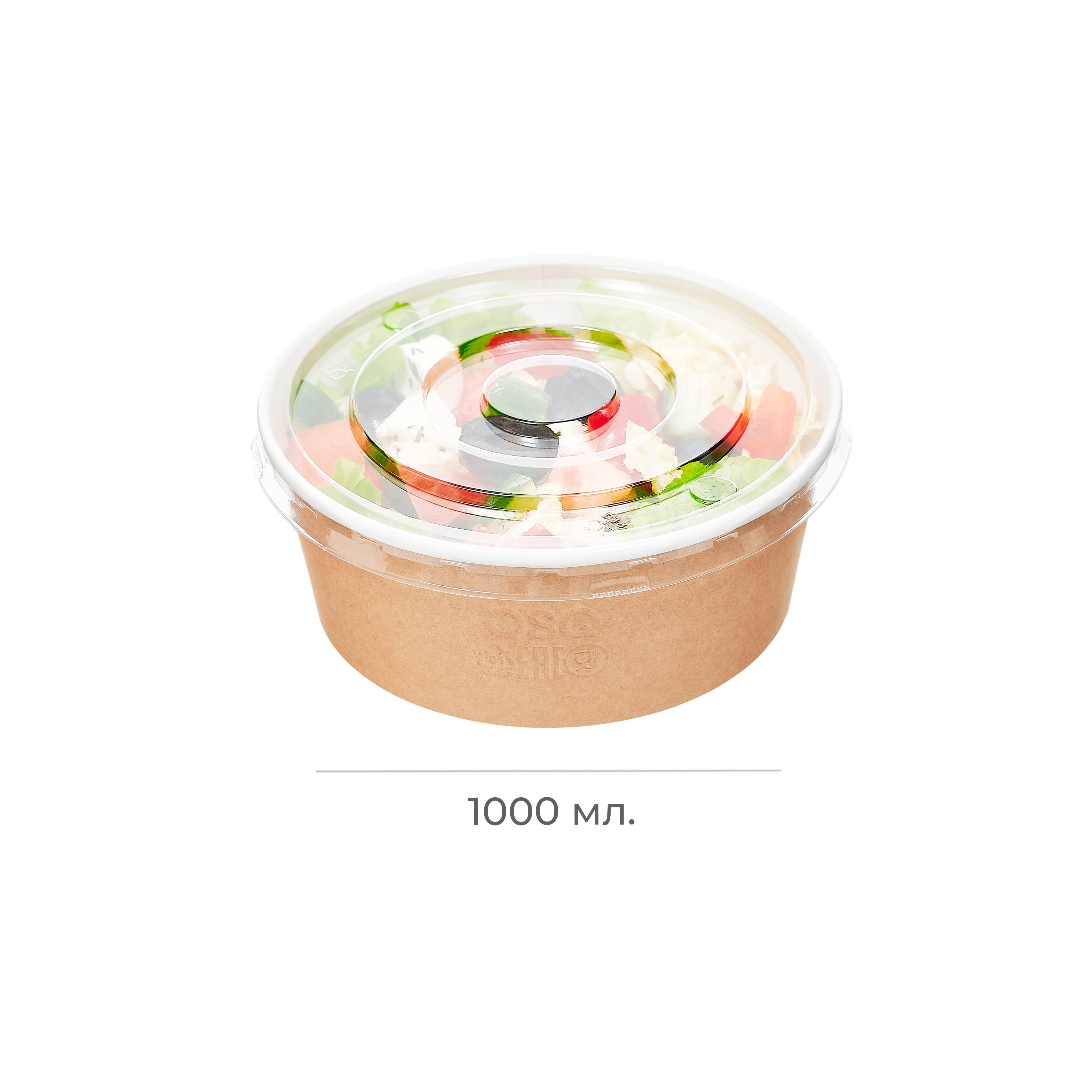 Крышка плоская для контейнера Round Bowl flat lid ПЭТ 620/750/1000 d150 OSQ (45/270)