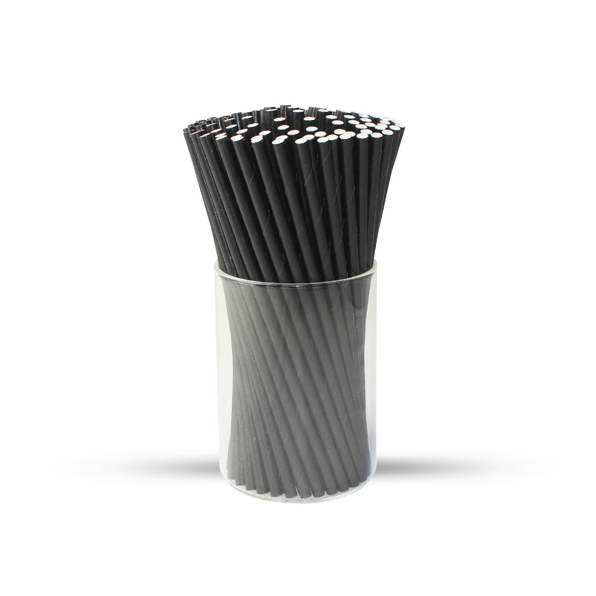 Трубочки бумажные 200*6мм "Black" черные 200шт(25)