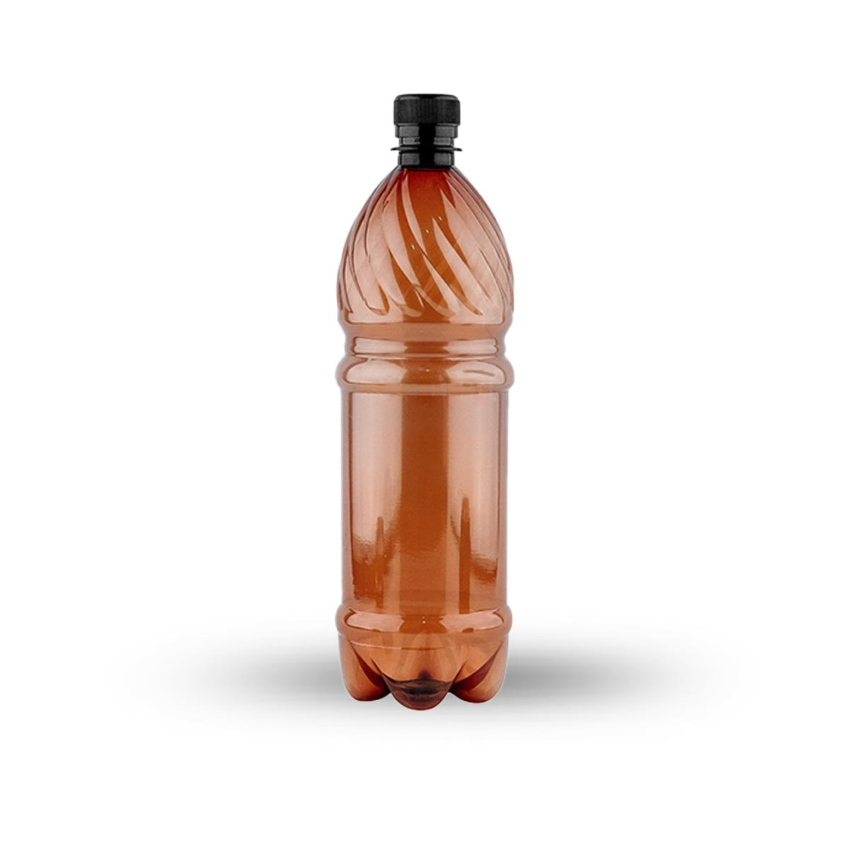 Бутылка ПЭТ 1л КОРИЧНЕВАЯ 28мм с крышкой (50)