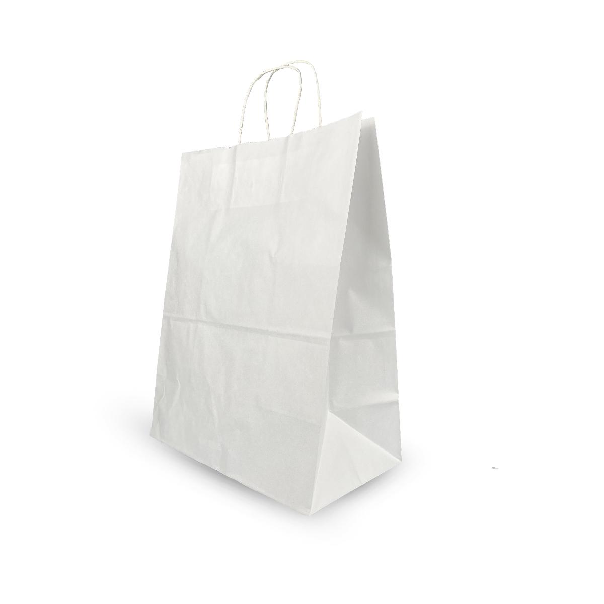 Пакет бумажный с плоскими ручками 240×140×280мм белый 80г/м² (50/300)