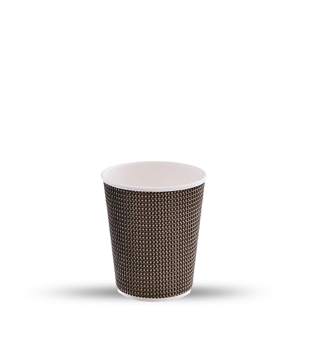 Стакан картонный 3-сл. 300мл гофрированный коричневый (25/500)