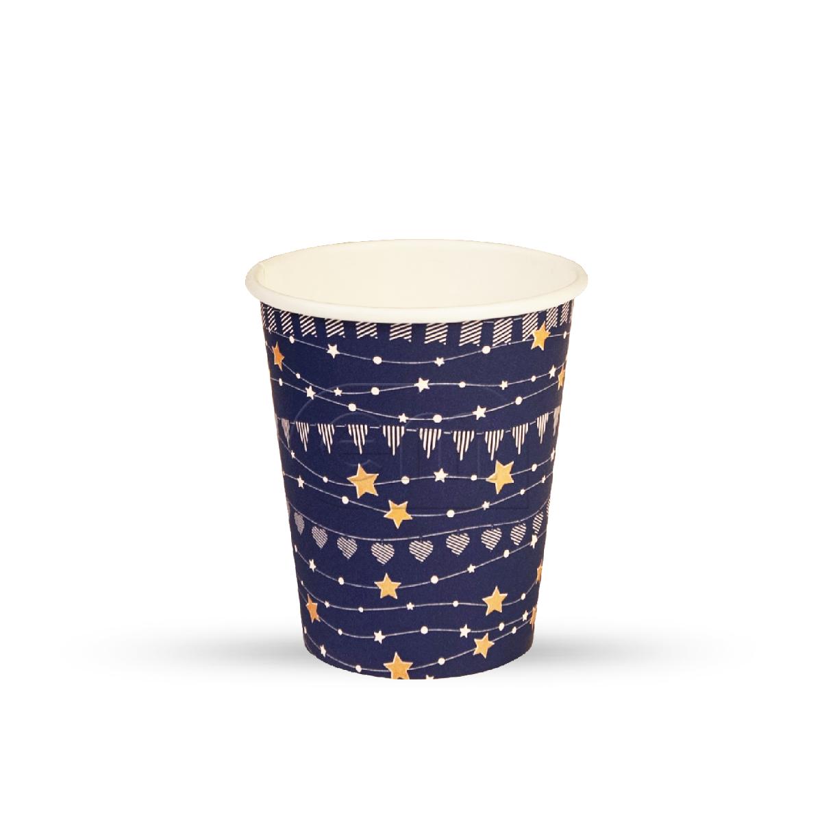 Стакан картонный 250мл "Праздничный синий" d=80 (50/1000)
