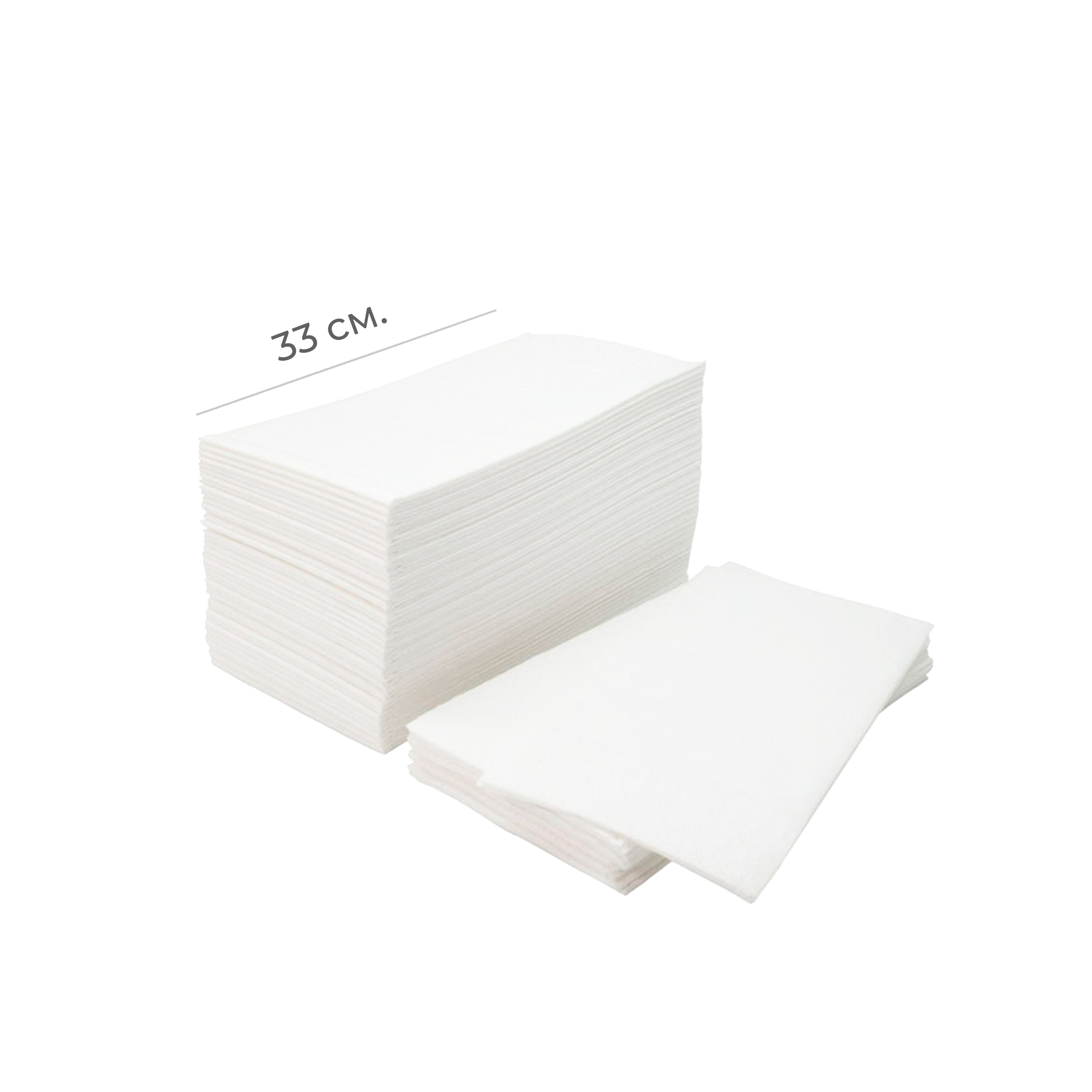 Салфетки бумажные 2-слойные 33×33см 200шт белые 1/8 сложение (9)