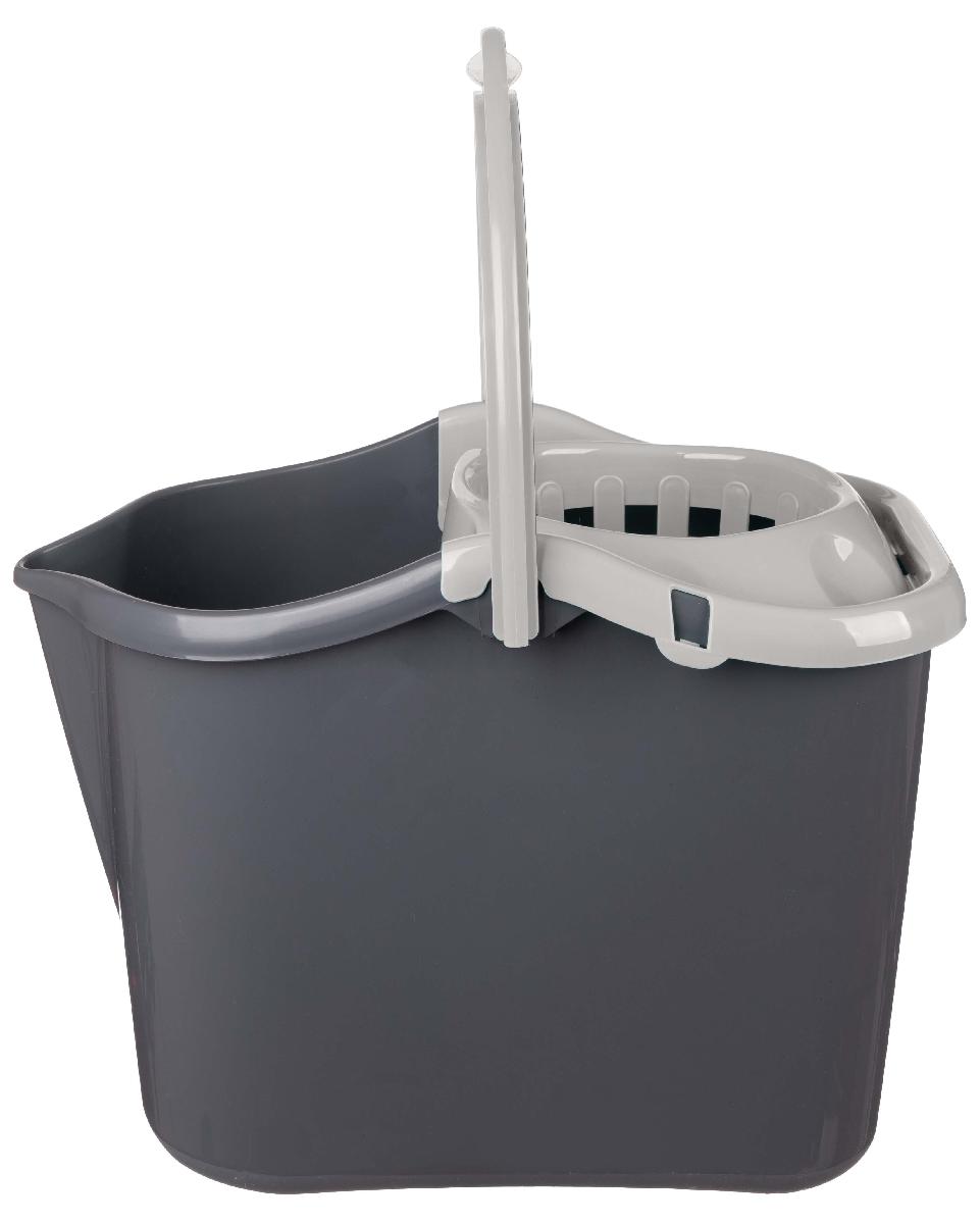 Ведро прямоугольное 13л с отжимом Моп "Rimo" светло-серый (6)