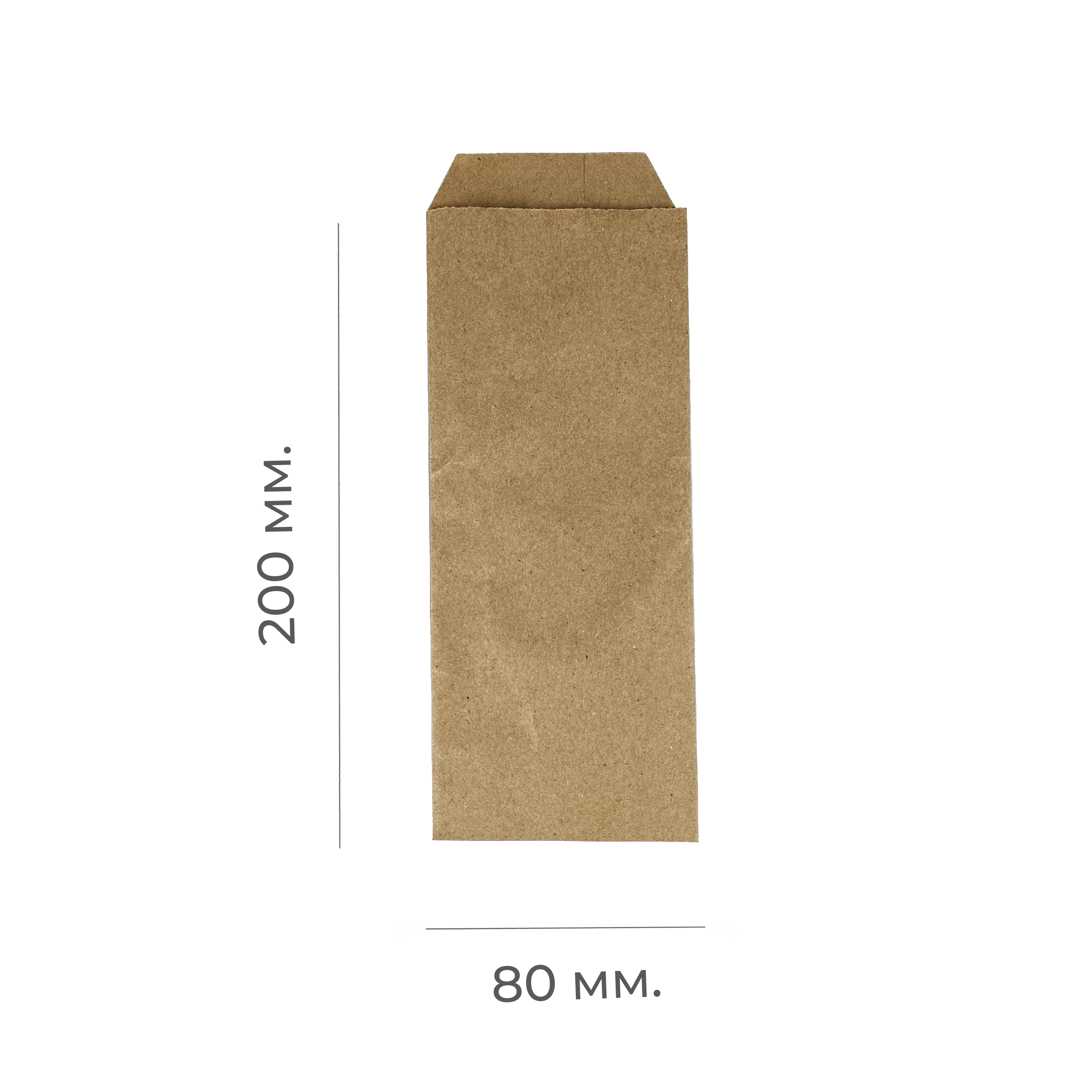 Крафт-пакет для столовых приборов 80×20×220мм 70г/м² (100/2000)
