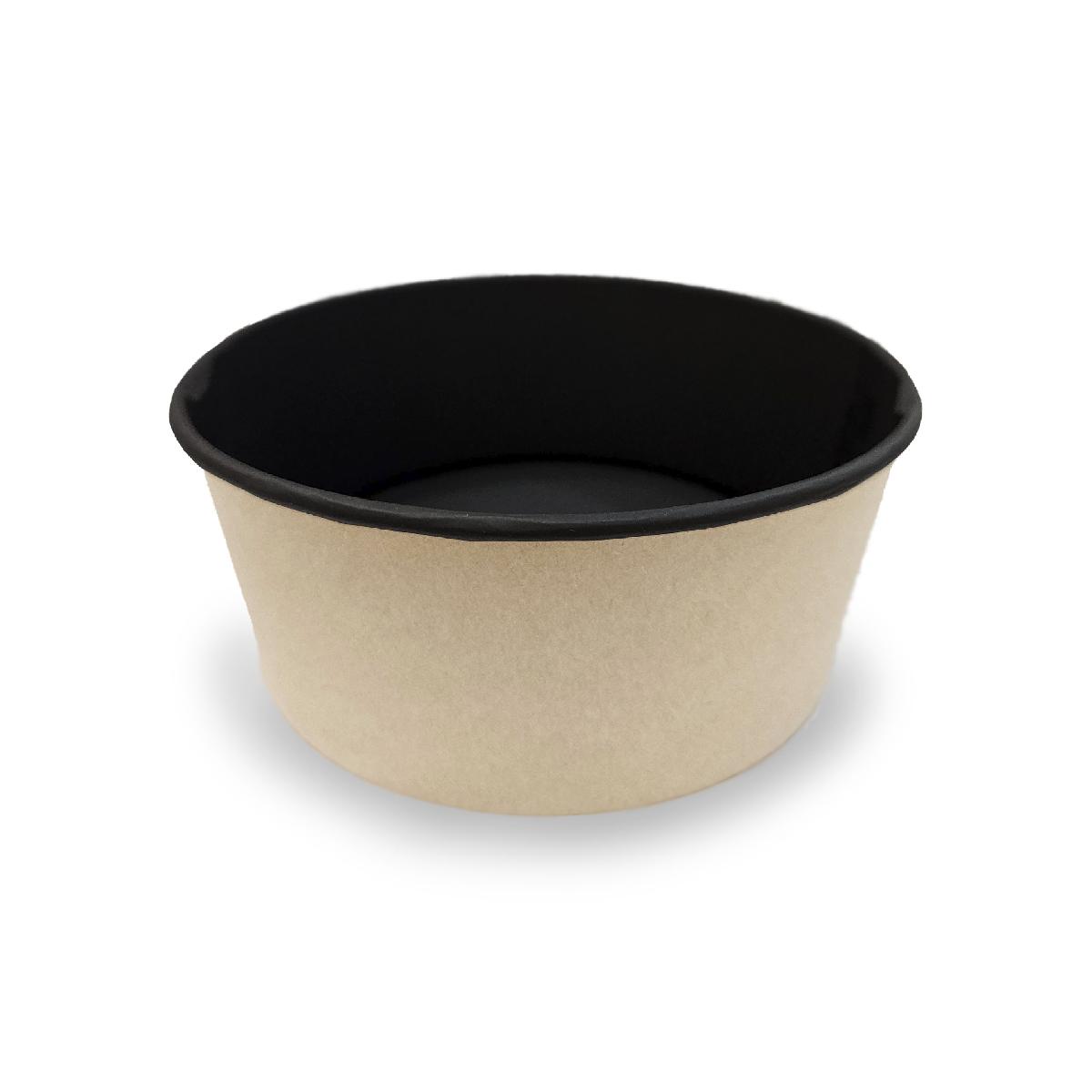 Контейнер картонный круглый Round Bowl 750мл BW крафт/черный без крышки d128/150*h60 OSQ (45/270)