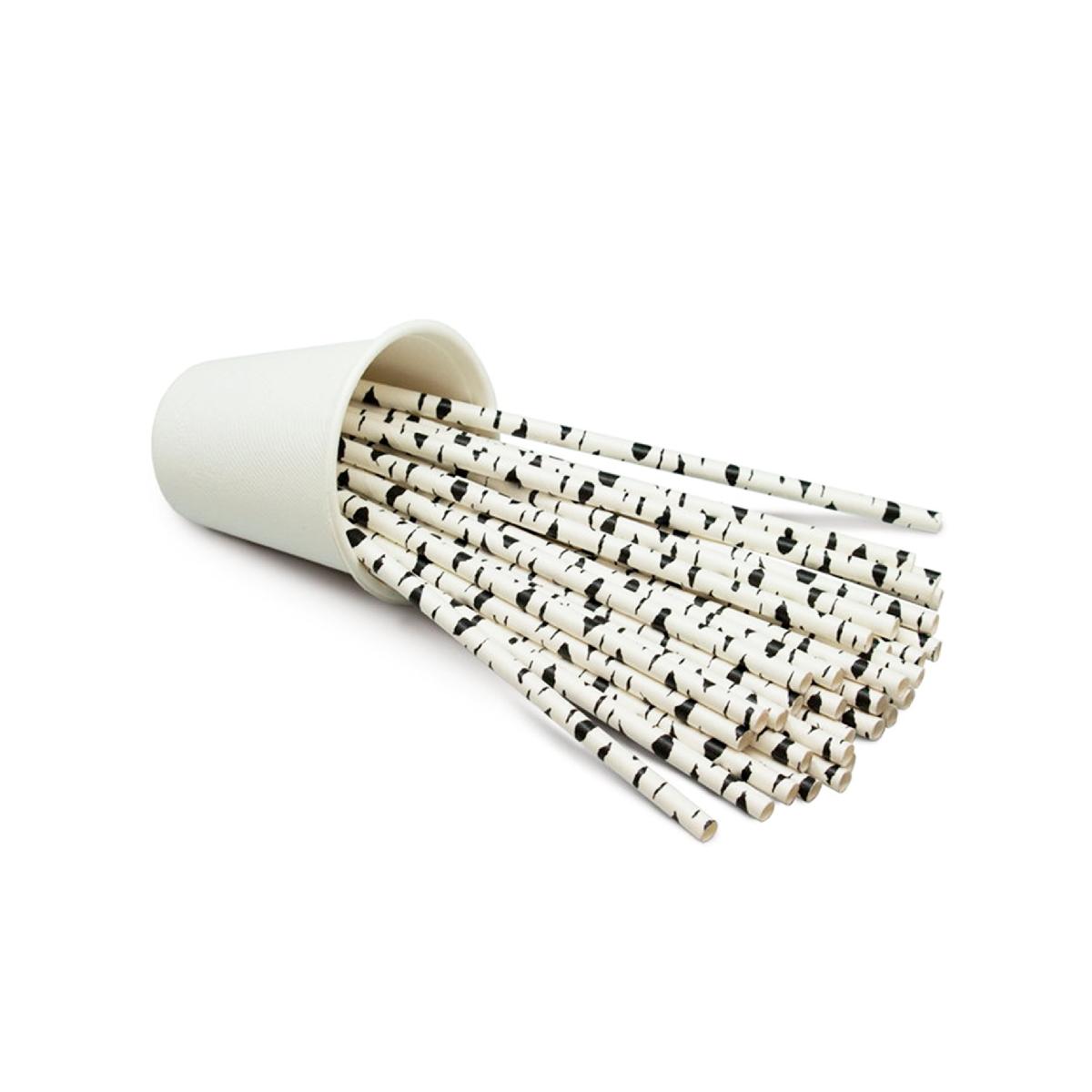 Трубочки бумажные 195*6мм "Березка" белый/черный 250шт