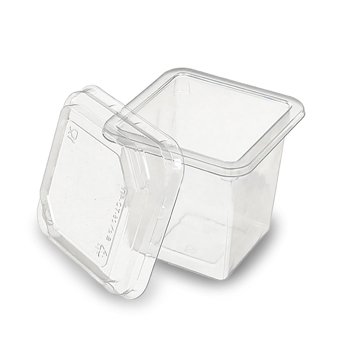 Контейнер квадрат без крышки "ПР-СТУ-80х75" 220мл прозрачный ПЭТ (360)