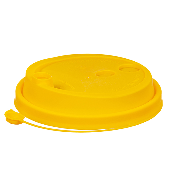 Крышка пластиковая d=90 с закрыв носиком матовая желтая PP (50/1000)