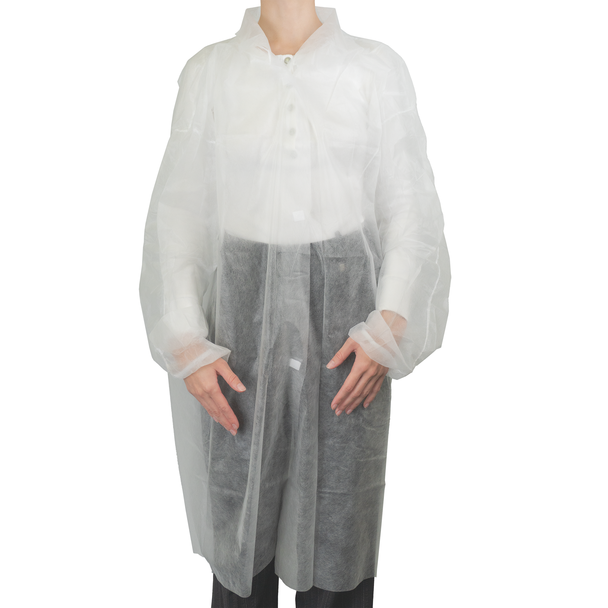 Халат одноразовый на липучке "Спанбонд" белый XXL (50-54) 10шт