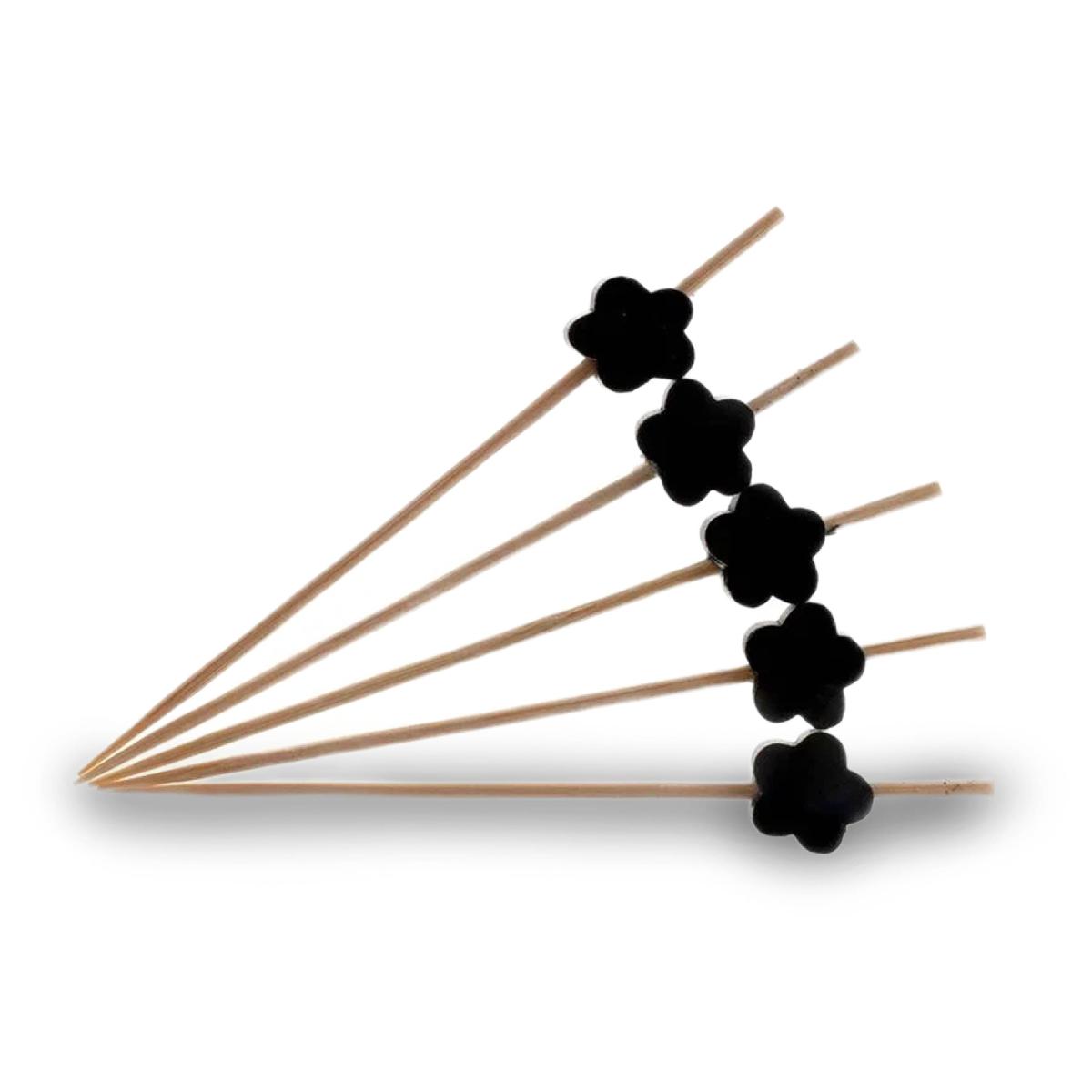 Пика деревянная для канапе "Клевер черный" 9см