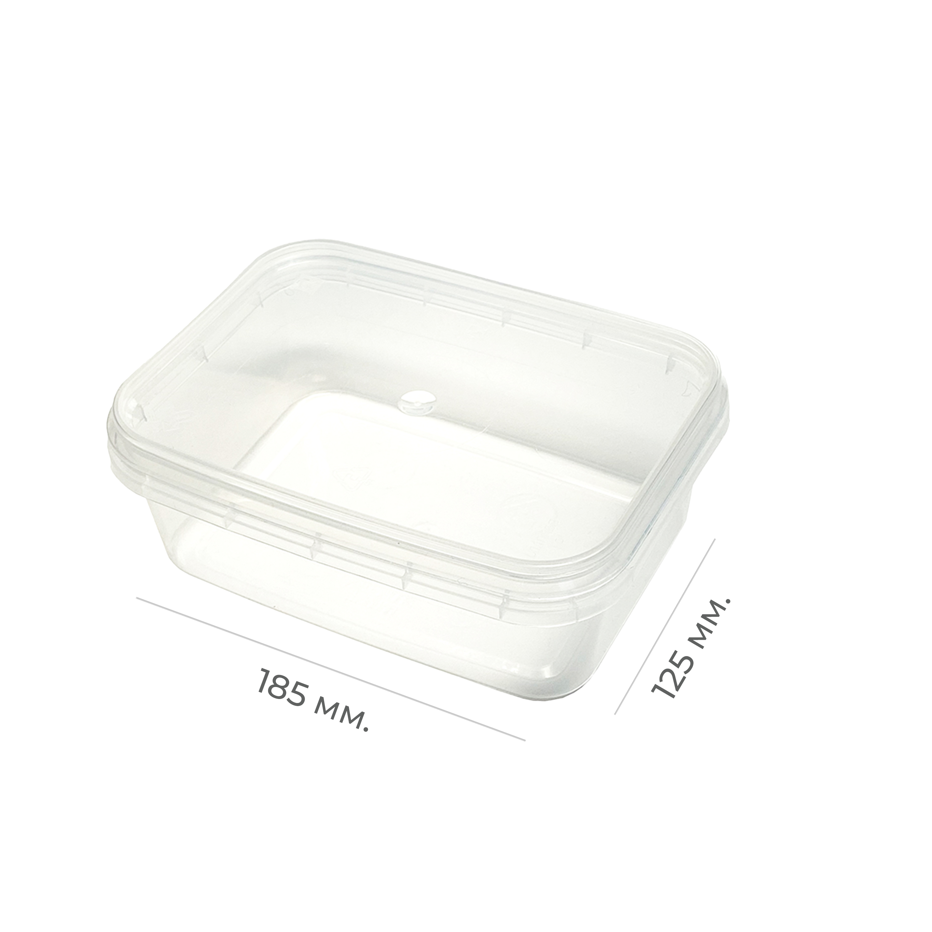 Контейнер прямоугольный 125*185 с контролем вскрытия 1000мл с крышкой PP Б3488 (216)