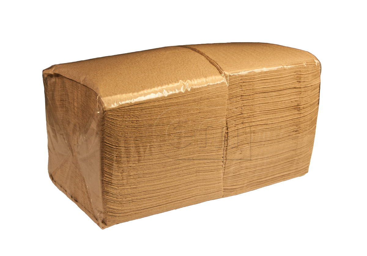 Салфетки бумажные 1-слойные 24×24см 400шт крафт (18)