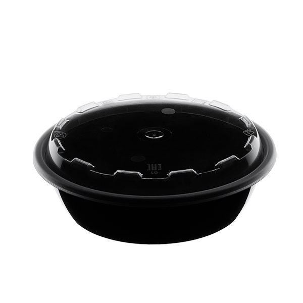 Контейнер круглый d172мм 700мл с крышкой черный PP арт.1286ч (195)