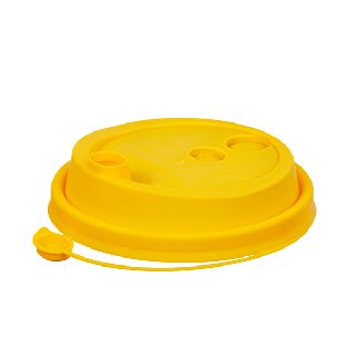 Крышка пластиковая d=80 с закрыв носиком матовая желтая PP (50/1000)
