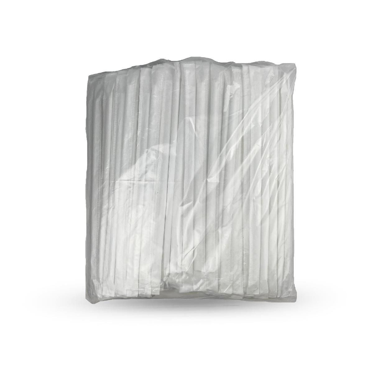 Трубочки без изгиба в индивидуальной упаковке d8мм L240мм белые 250шт (16)