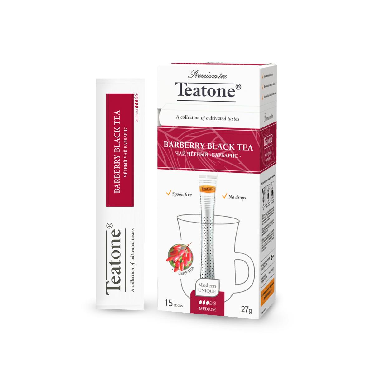 Чай teatone в стиках 15ст*1,8г. черный с ароматом барбариса арт.1400 (12)