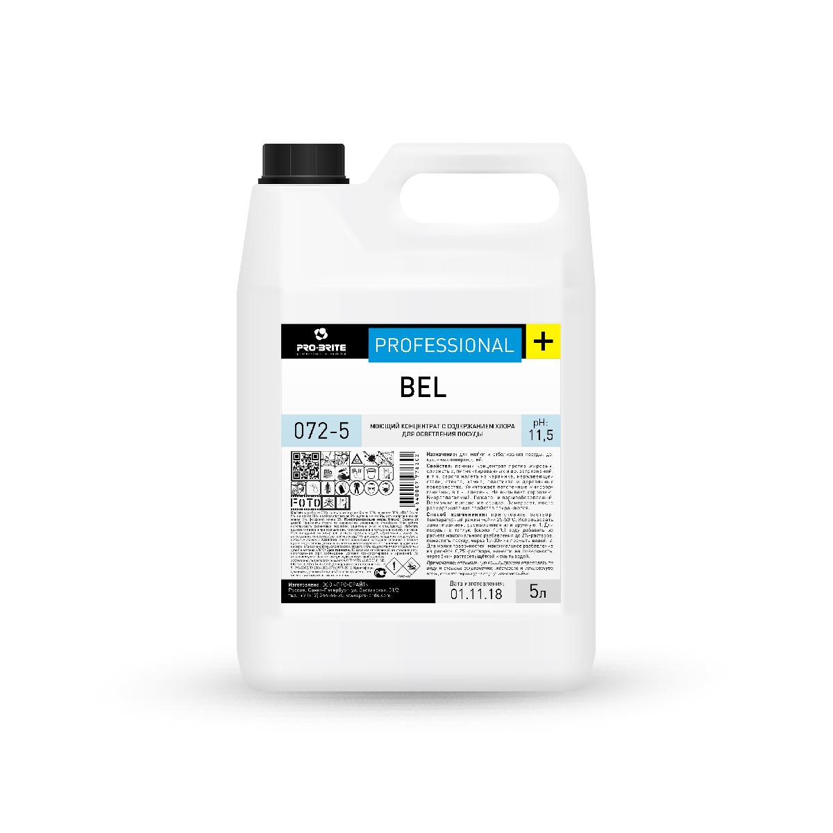 Ср-во для мытья и отбеливания посуды с содержанием хлора Pro-brite Bel 5л 072-5 (4)