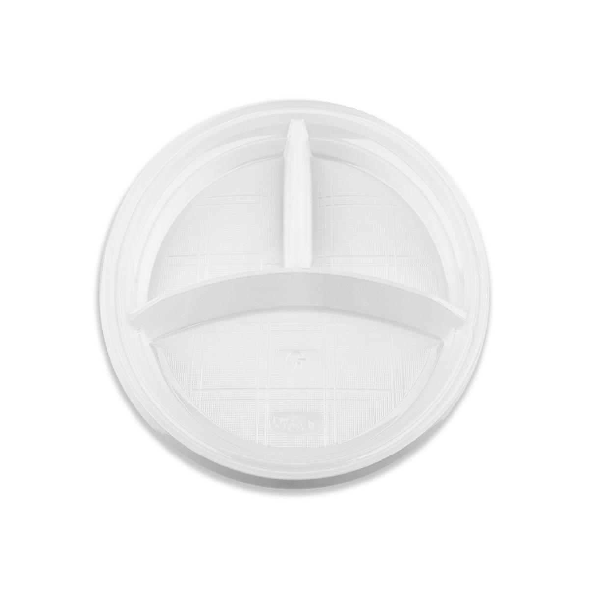 Тарелка пластиковая 205мм 3-секц. ПС СТ (100/1800)