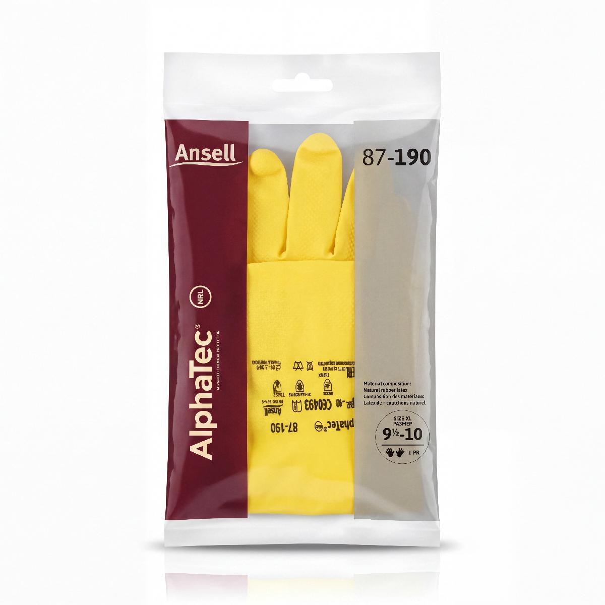 Перчатки защитные латекс Ansell 87-190, р 9,5-10