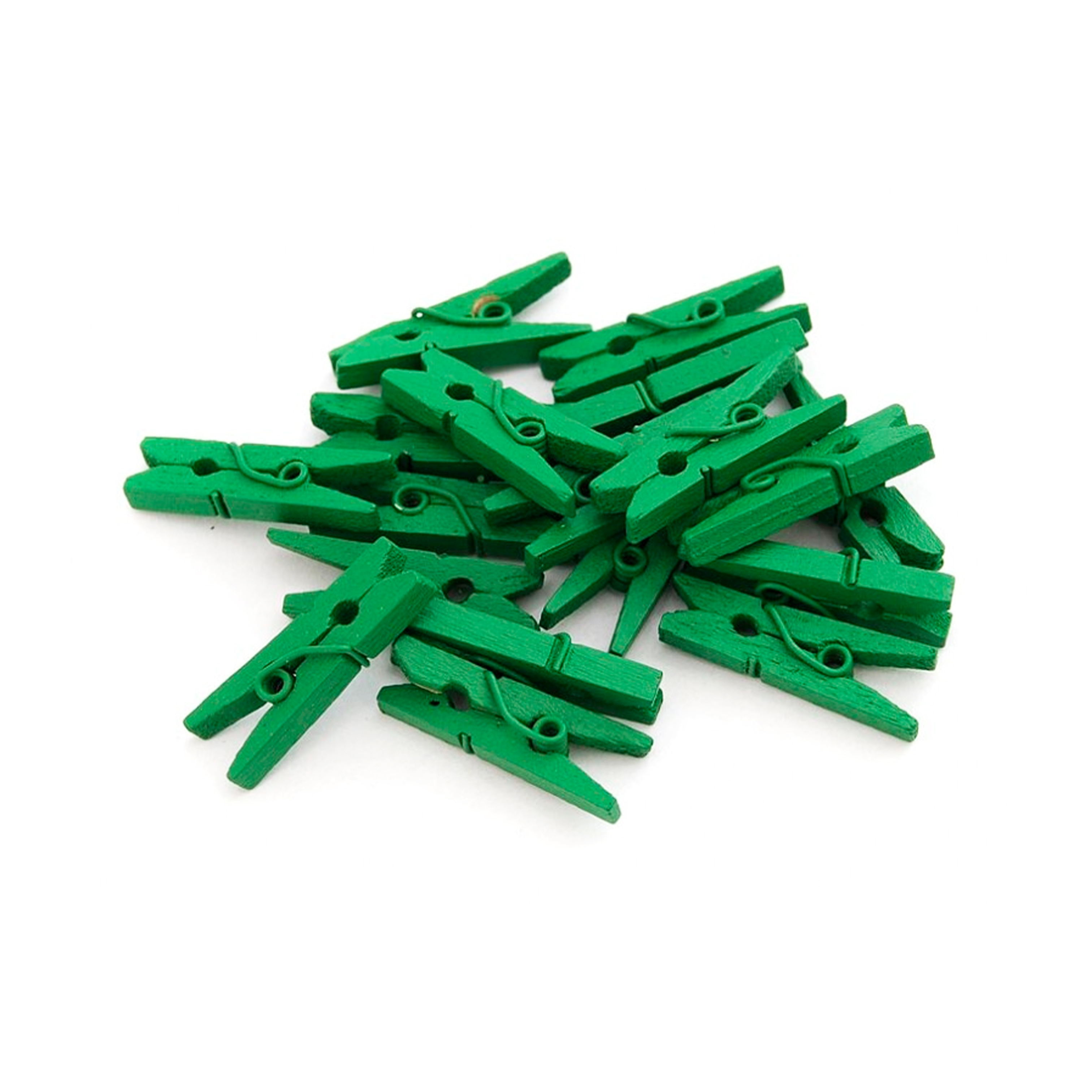 Прищепки деревянные декоративные зеленые 2.5см 50шт (200)