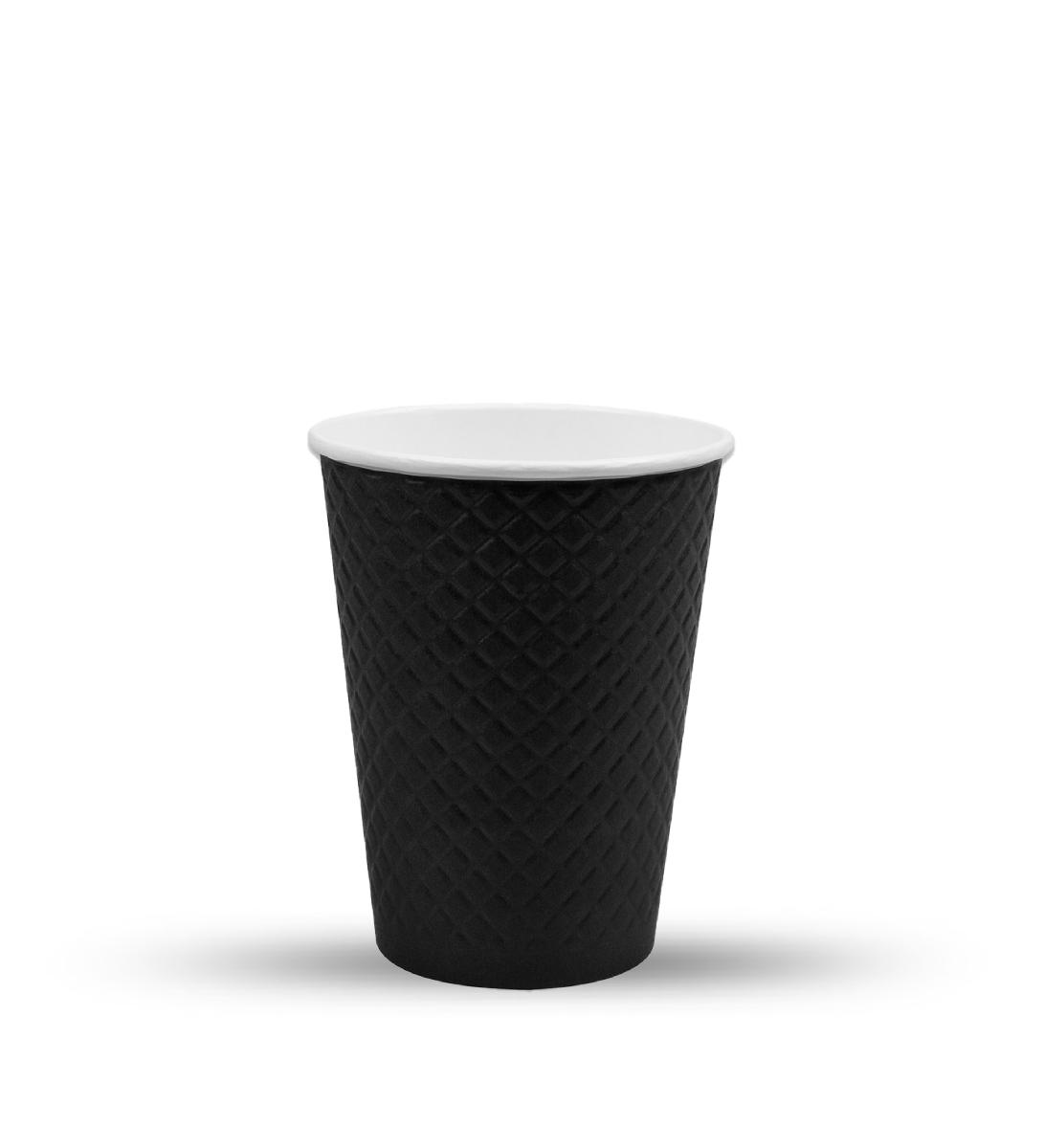 Стакан картонный 2-сл. 300мл waffle черный d=90 (25/500)