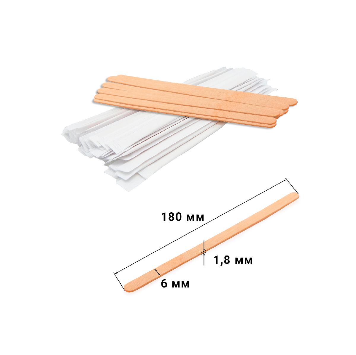 Размешиватель деревянный 18см в индивидуальной уп 18*6*1,8 (250/5000)