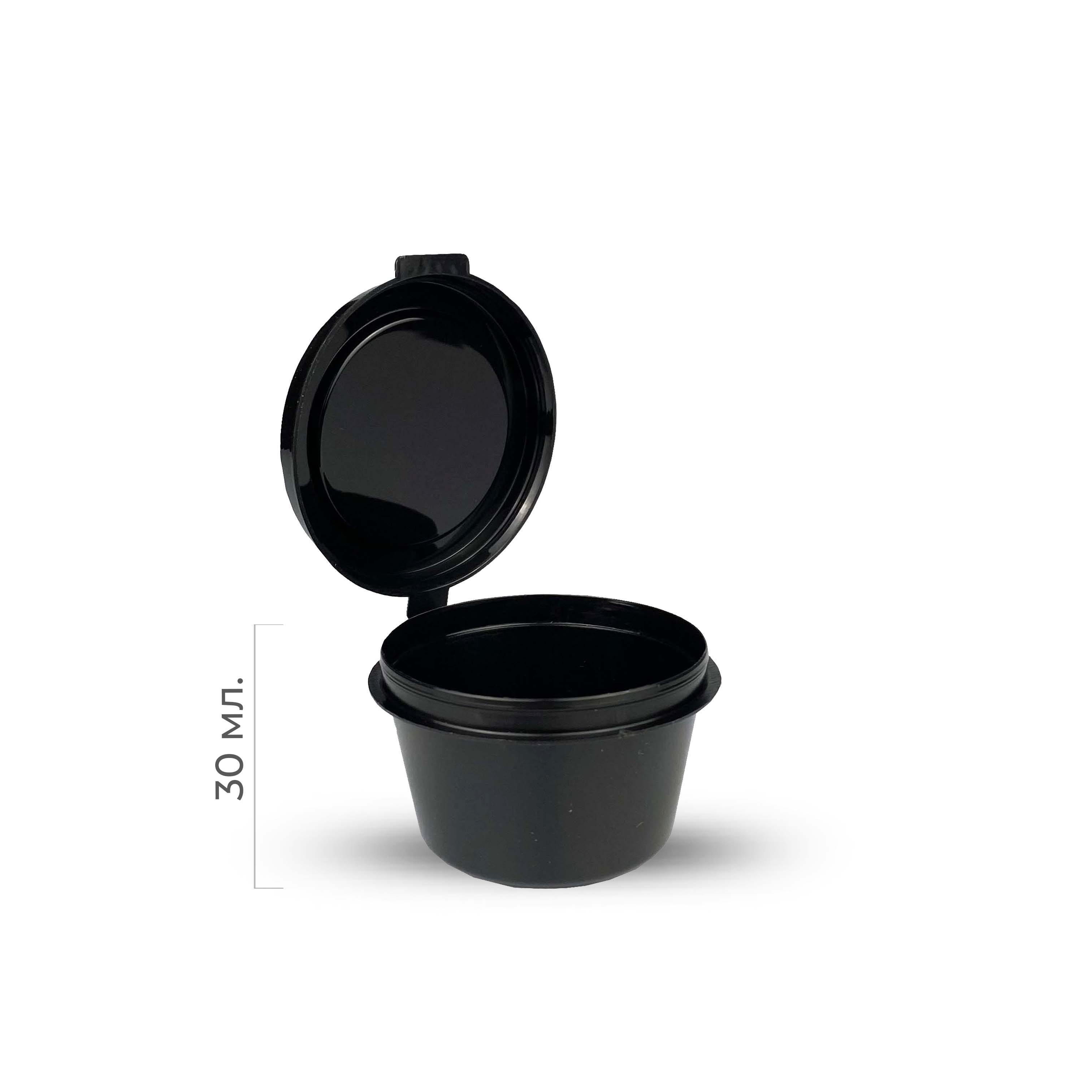 Соусник с крышкой 30мл черный Полимерпласт\box4food PP (80/1920)