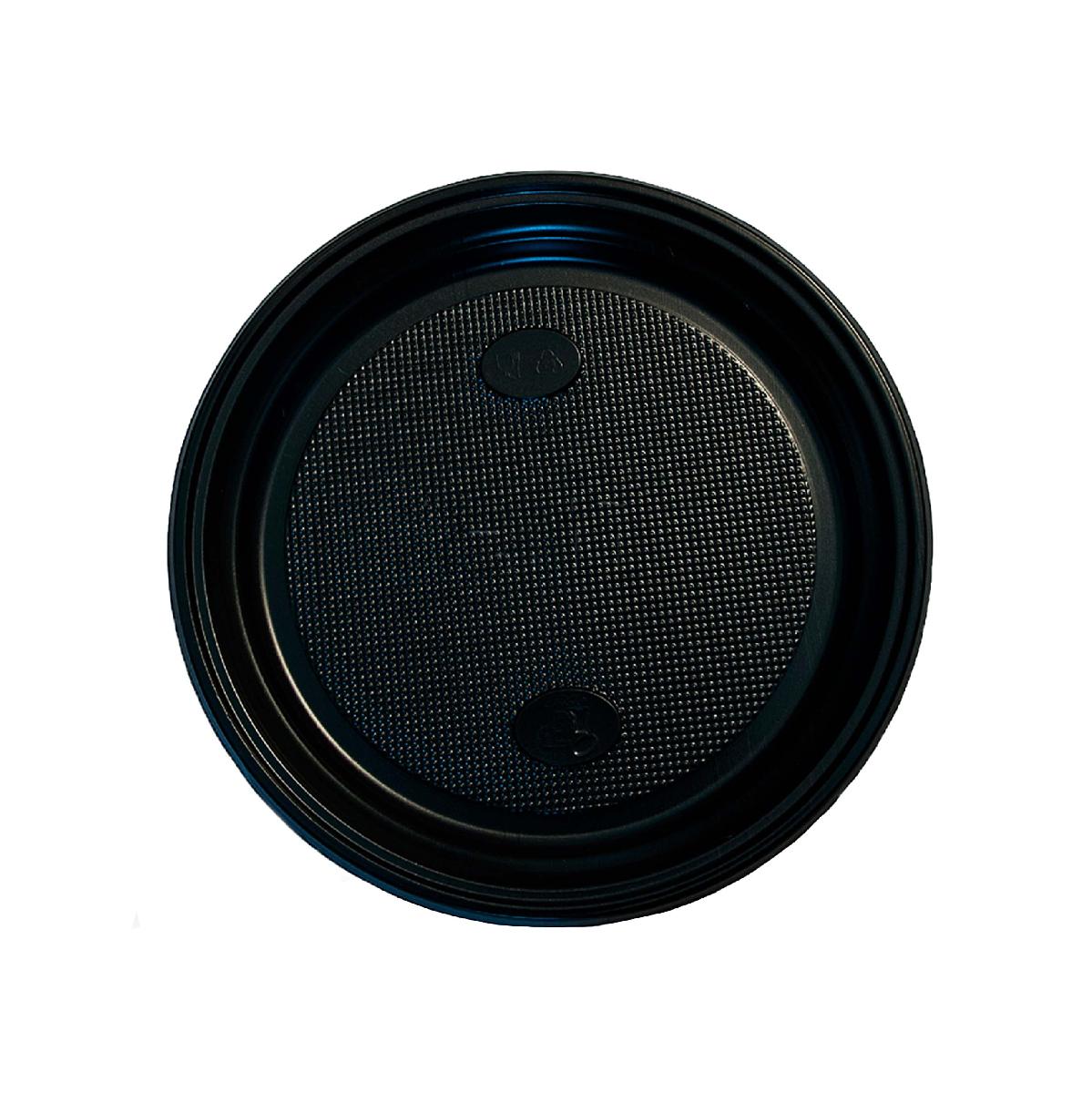 Тарелка пластиковая 205мм черная (О) (100/1500)