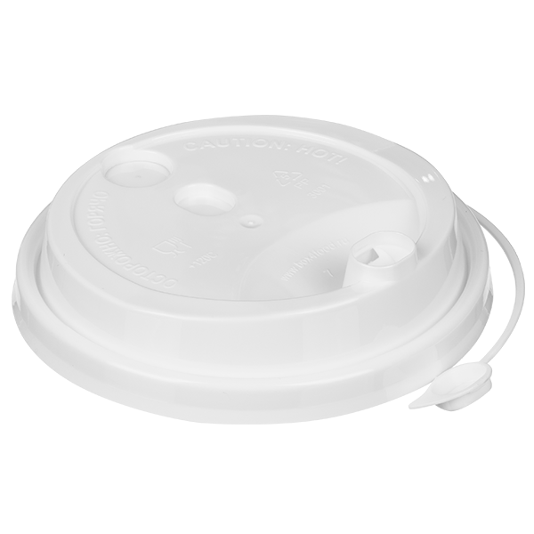 Крышка пластиковая d=90 с закрыв носиком матовая белая PP (50/1000)