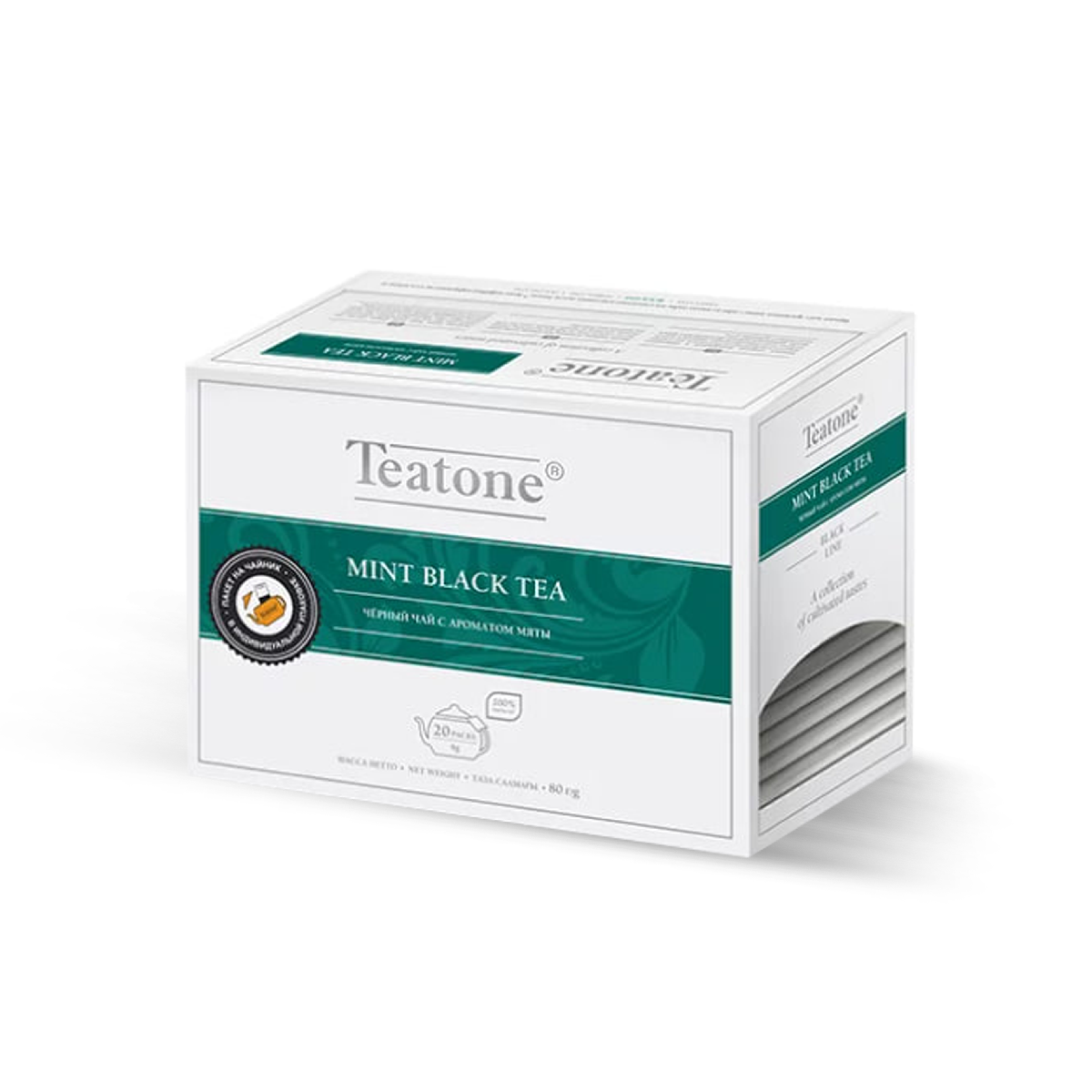 Чай teatone пакетированный на чайник 20пак*4г. черный с мятой арт.149 (6)