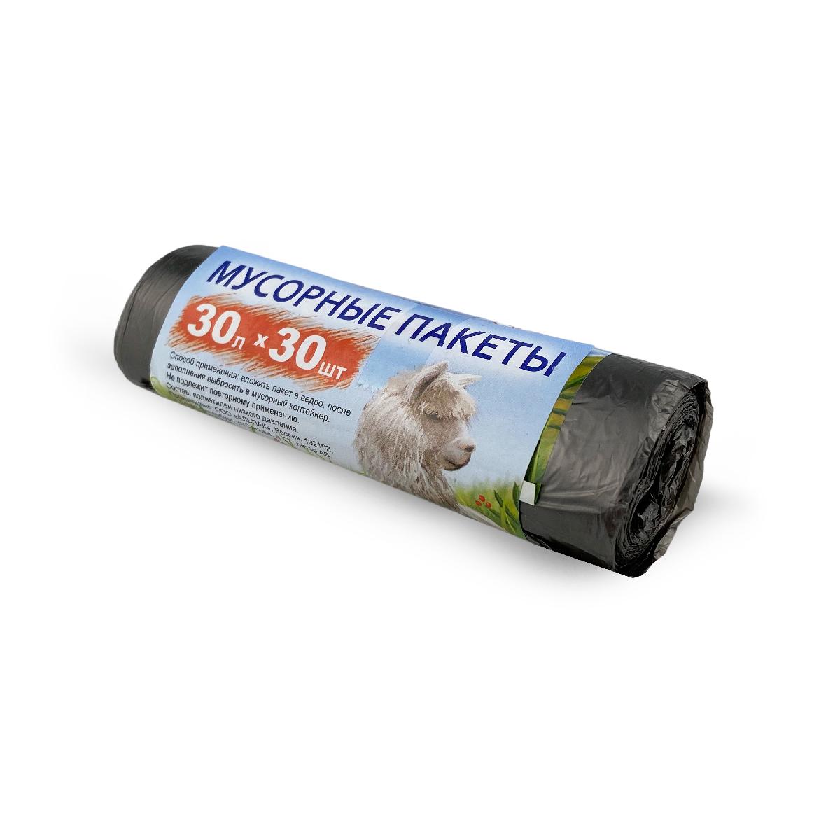 Мешки для мусора в рулоне ПНД 30л 30шт стандарт Альпак (50)
