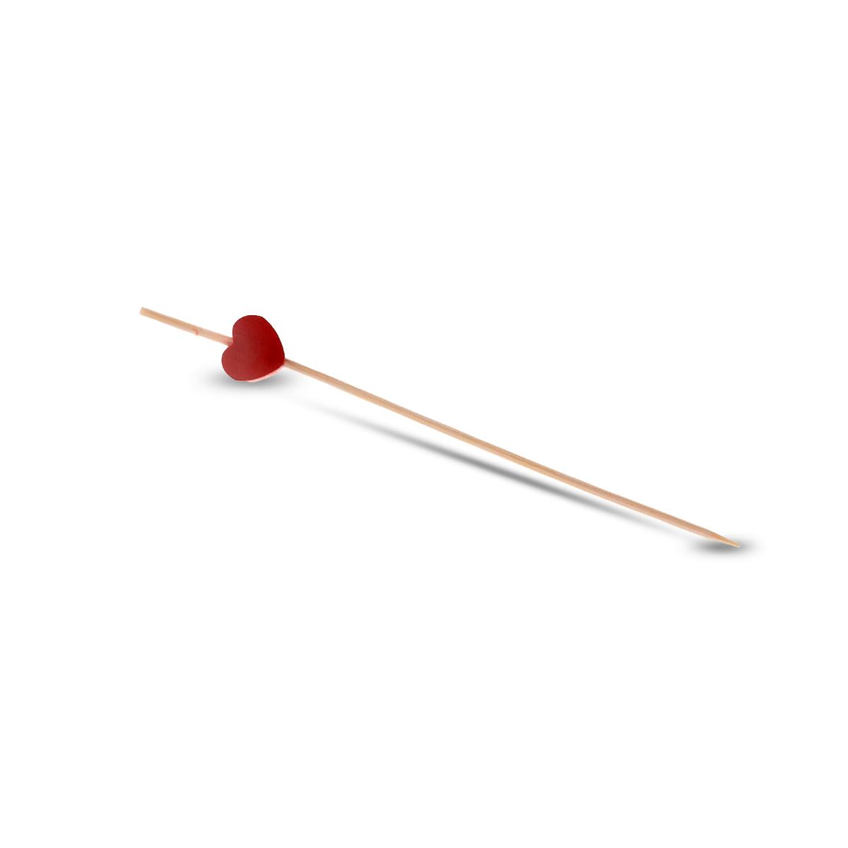 Пика деревянная для канапе "Сердце красное" 9см ECO (100)