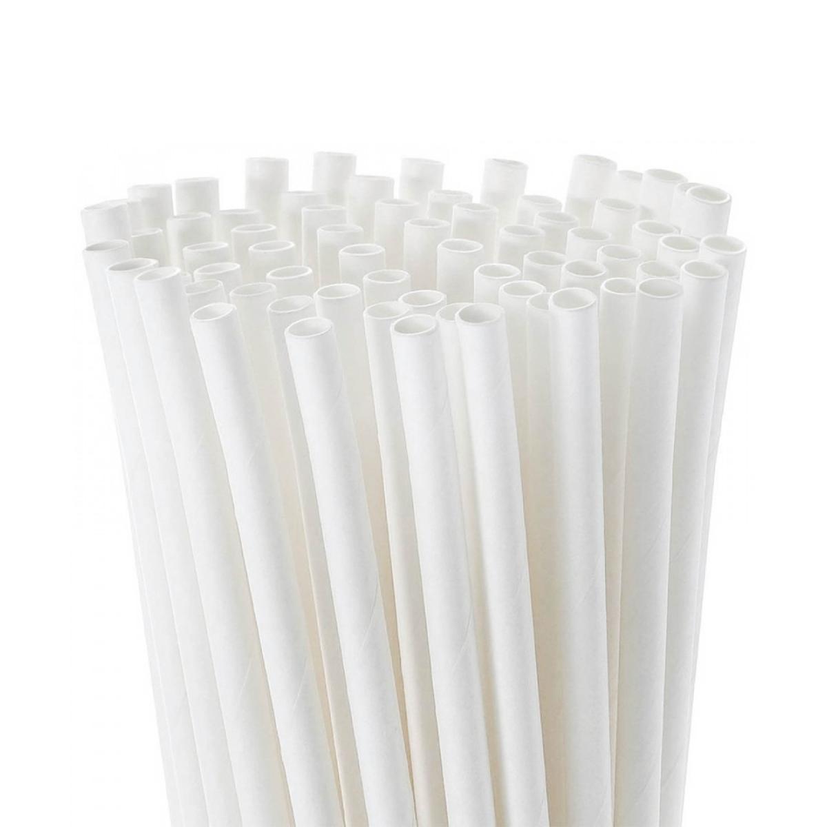 Трубочки бумажные 230*8мм "White" белые 200шт(25)