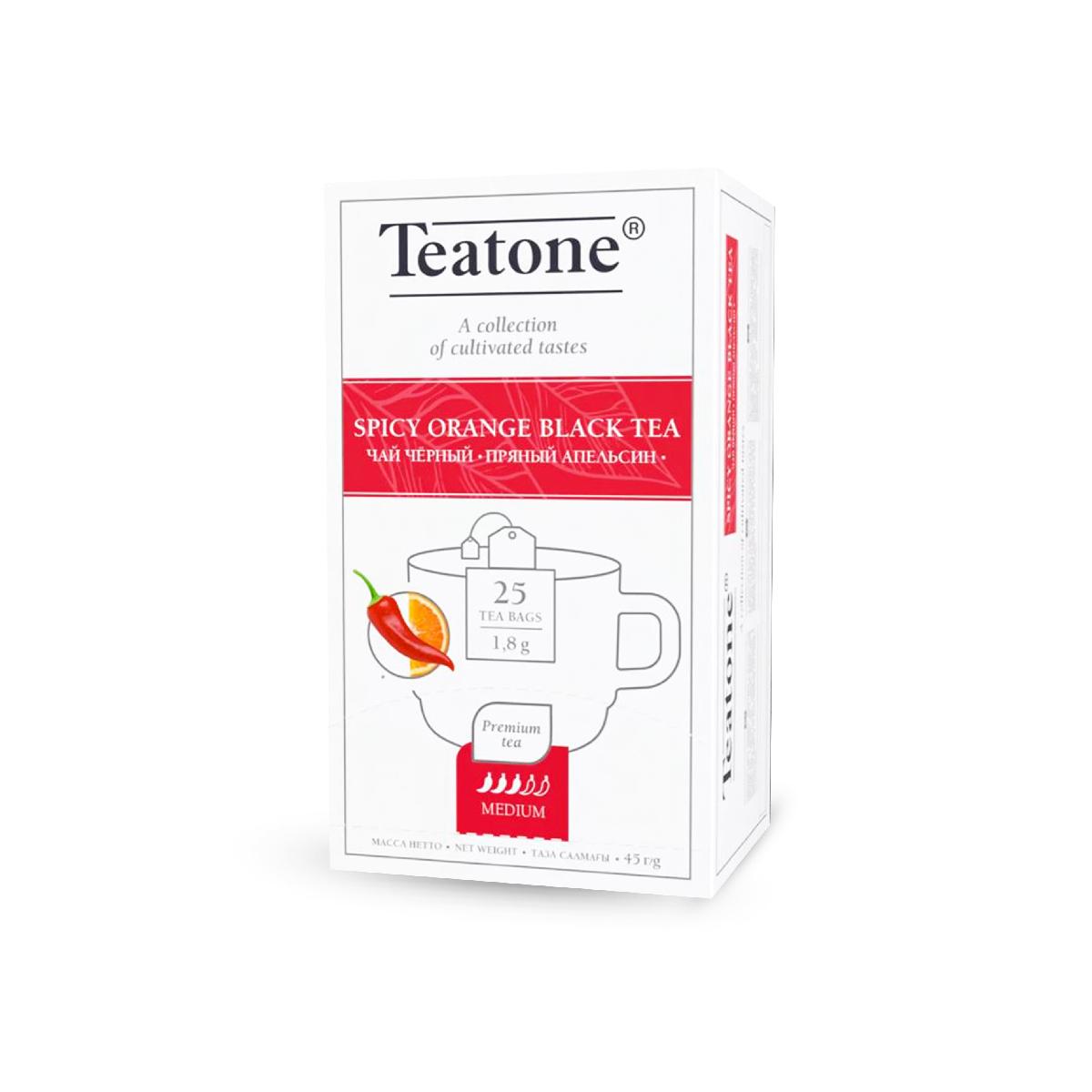 Чай teatone пакетированный на чашку 25пак*1,8г. черный с апельсином и перцем арт.1435 (6)