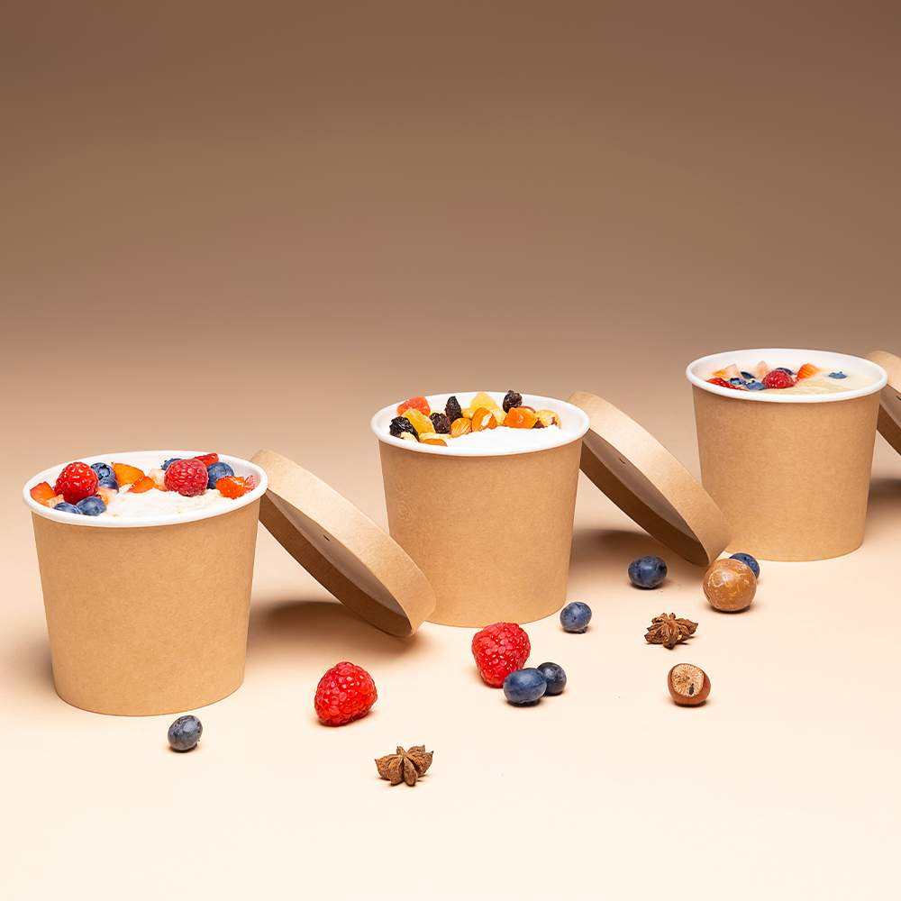 Контейнер картонный круглый Round Bowl 500мл K крафт без крышки d76/100*h95 OSQ (30/600)