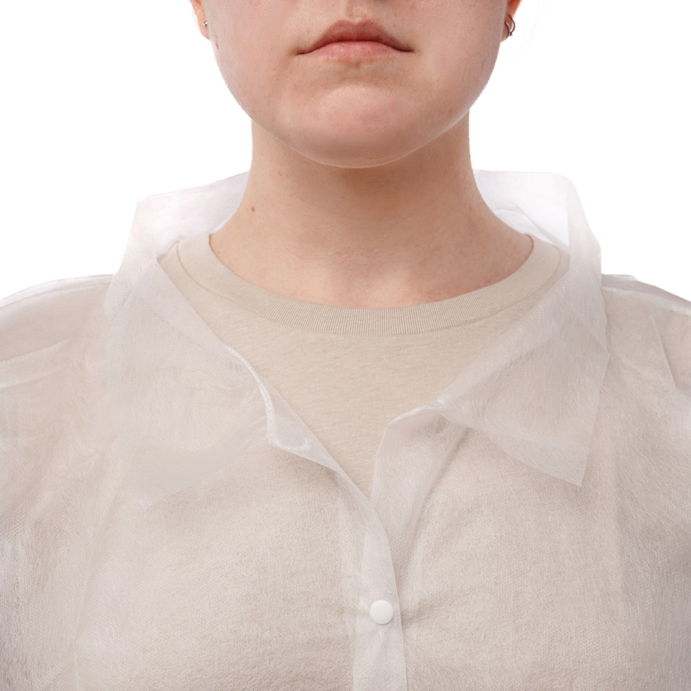 Халат одноразовый на кнопке "Спанбонд" белый XXL (50-54) 10шт (10)