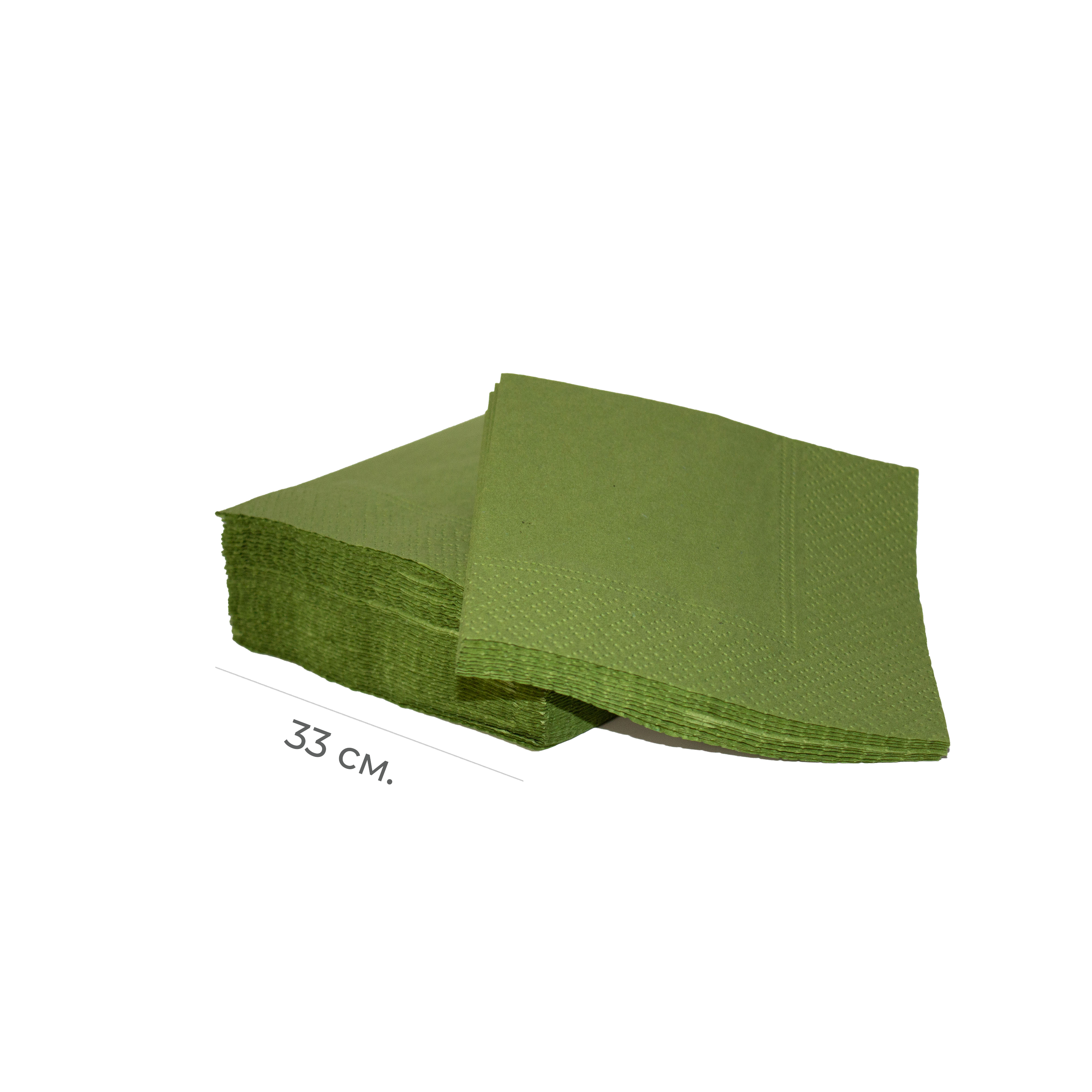 Салфетки бумажные 2-слойные 33×33см 200шт зеленая оливка (9)