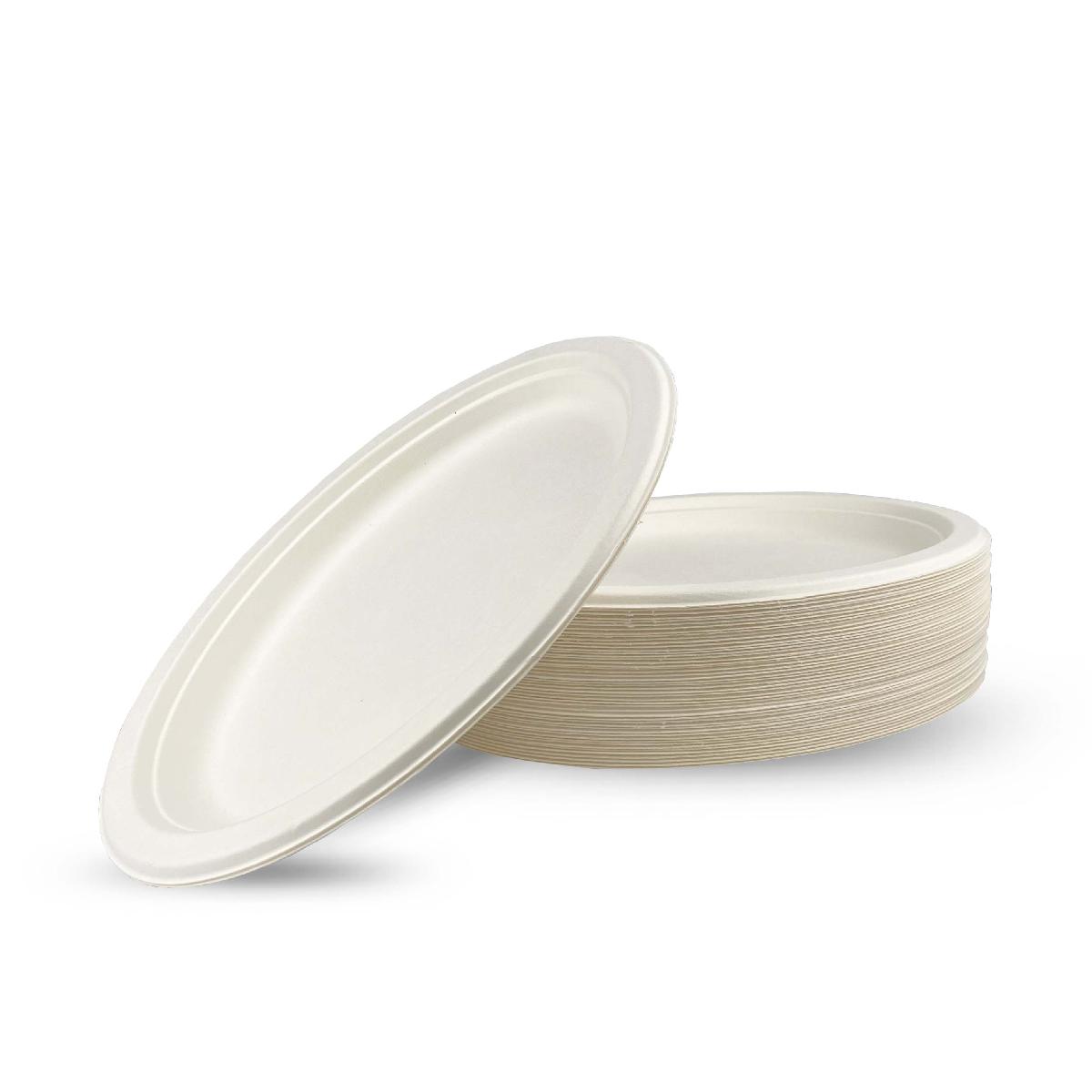 Тарелка овальная из сахарного тростника 263*199*20мм P020-Р201 (50/500)