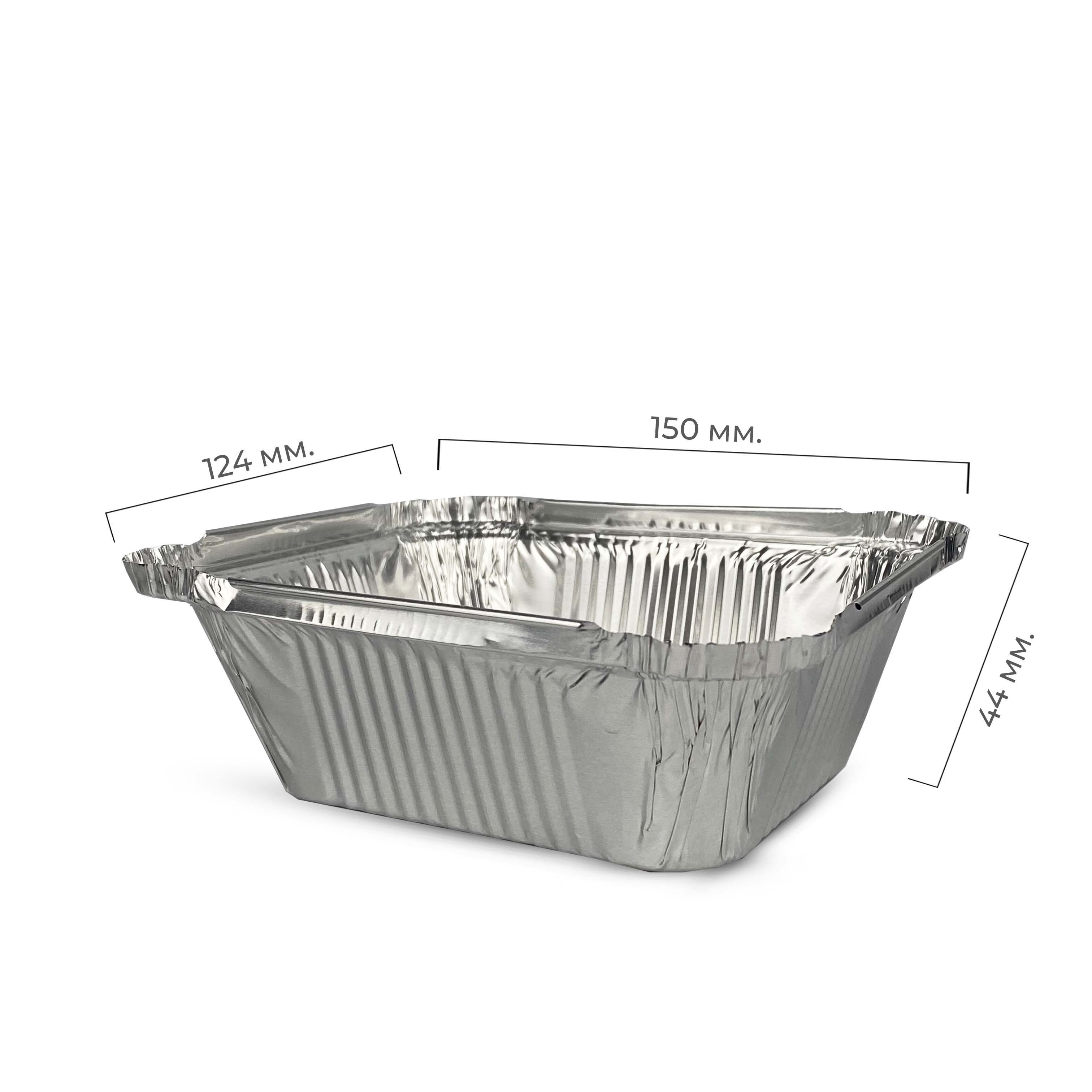 Форма алюминиевая прямоугольная 150*124в 107*81н h44 490мл (М) (100/1200)