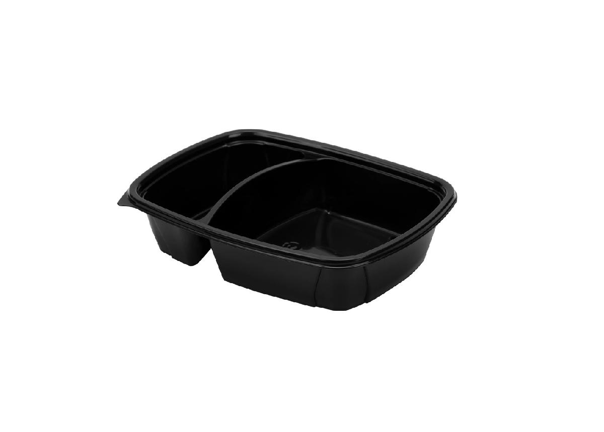 Контейнер пластиковый "К-230" 950мл черный 2-секц. 230*170*50 PP (50/300)