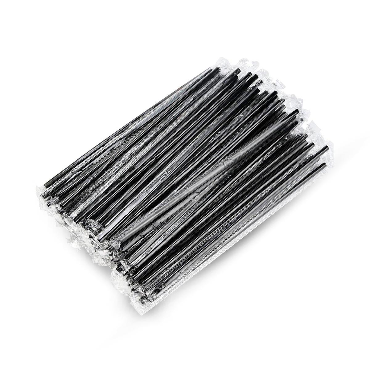 Трубочки без изгиба в индивидуальной ПП упаковке d8мм L240мм черные 250шт (16)