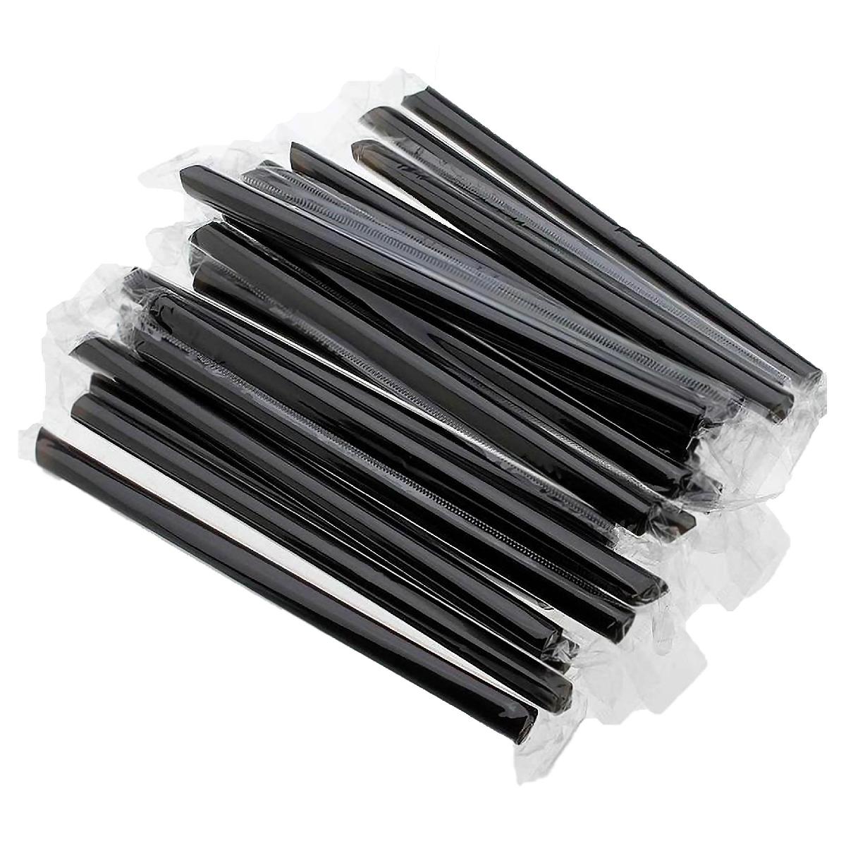 Трубочки без изгиба в инд. ПП уп. d=12 L=240мм скош. край черная Bubble Tea 250шт (8)