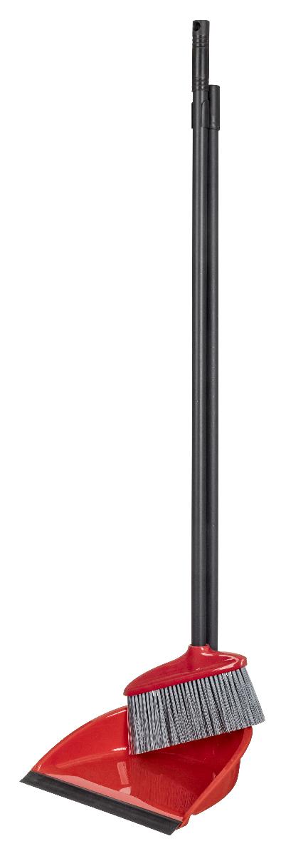 Набор для уборки: щетка для пола с совком и кромкой "ленивка" "Rimo" красный (22)