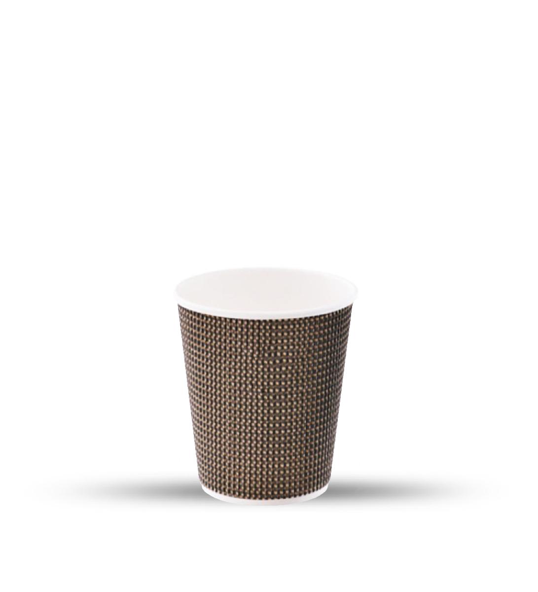 Стакан картонный 3-сл. 240мл гофрированный коричневый (25/500)