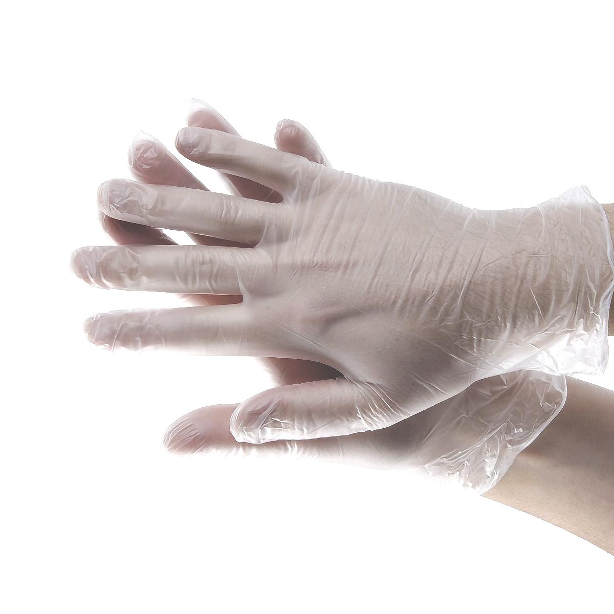 Перчатки виниловые одноразовые прозрачные размер L 100шт BF (10)