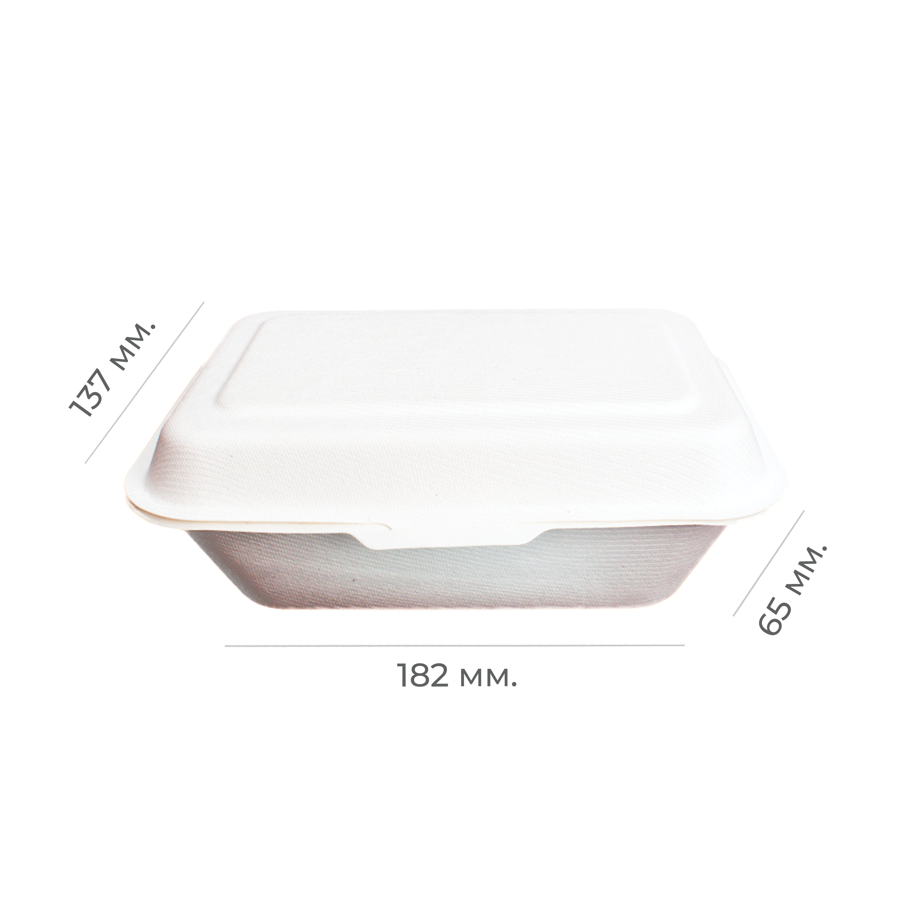 Контейнер из сахарного тростника прямоугольный 600мл 182*137*65мм B108 (50/500)