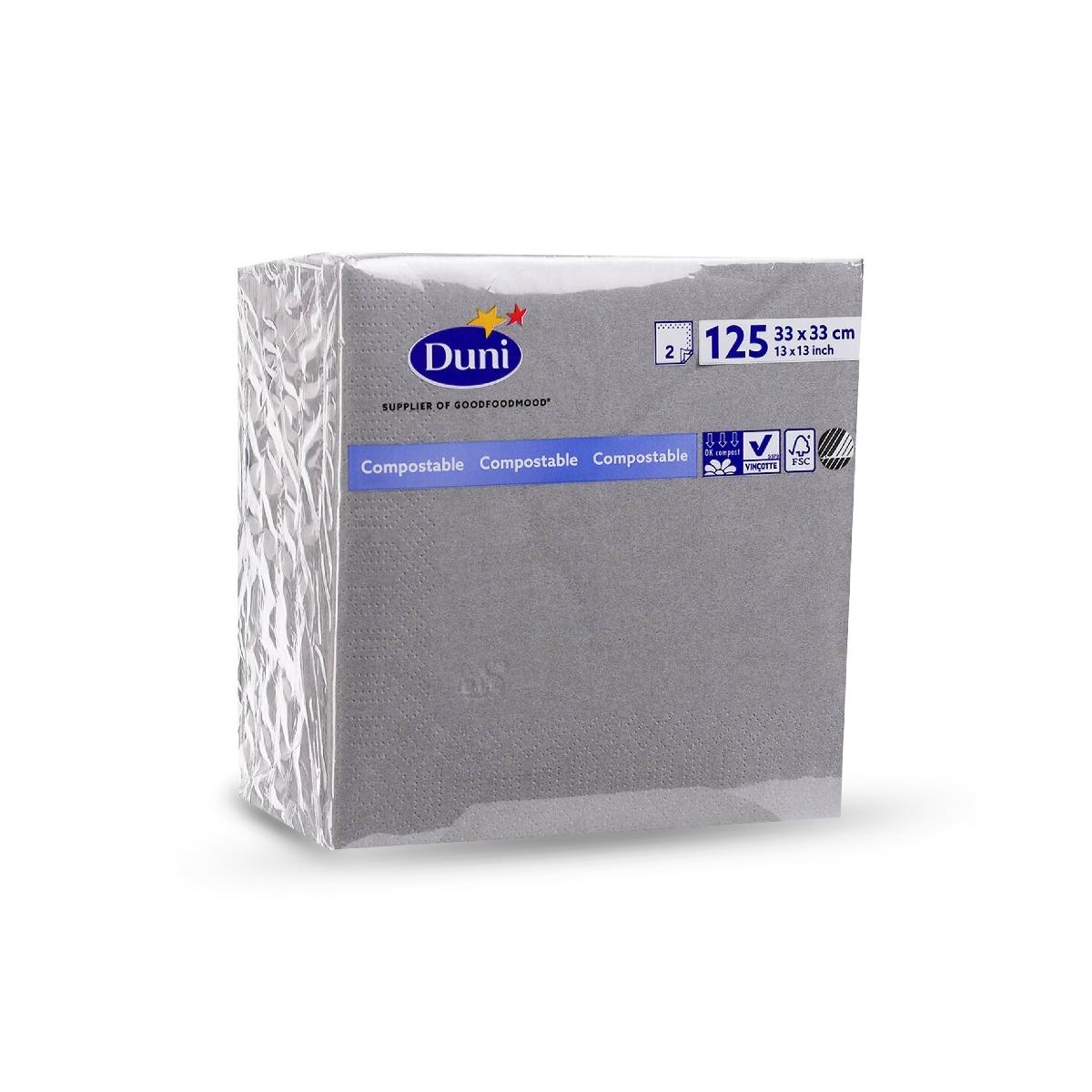 Салфетки 33*33 2-сл 125л Duni серые/гранит (16)